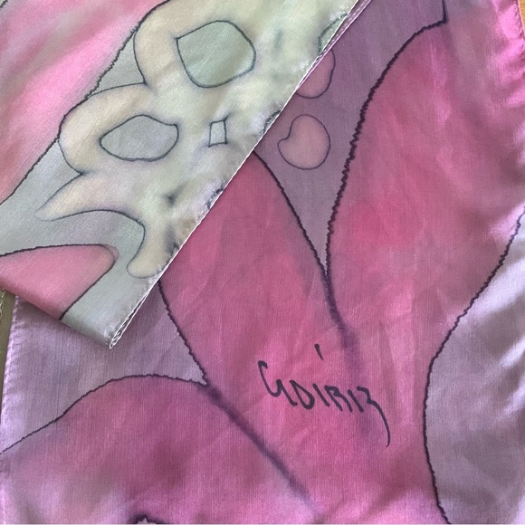 Hand painted abstract silk scarf - Picture 7 of 7